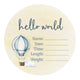 Hot Air Balloon Wooden Birth Announcement Disc – Baby Keepsake & Photo Prop