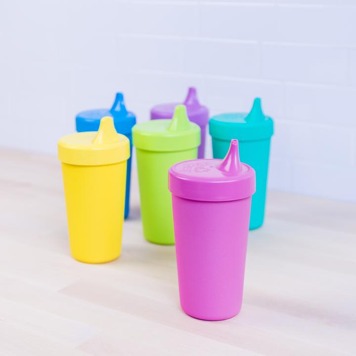 Re Play Made in the USA Set of 6 No Spill Sippy Cups - Yellow Kelly Green  Navy Amethyst Red Orange (CrayonBox) Crayon Box