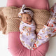 Major Mitchell organic baby jersey wrap & topknot set