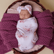 Coral organic snuggle swaddle & topknot set
