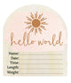 Hello World Pink Sun Wooden Arch Birth Announcement Disc – Baby Keepsake & Photo Prop