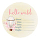Pink Hot Air Balloon Wooden Birth Announcement Disc – Baby Keepsake & Photo Prop