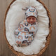 Sunset rainbow snuggle swaddle & beanie set