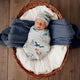 Whale snuggle swaddle & beanie set