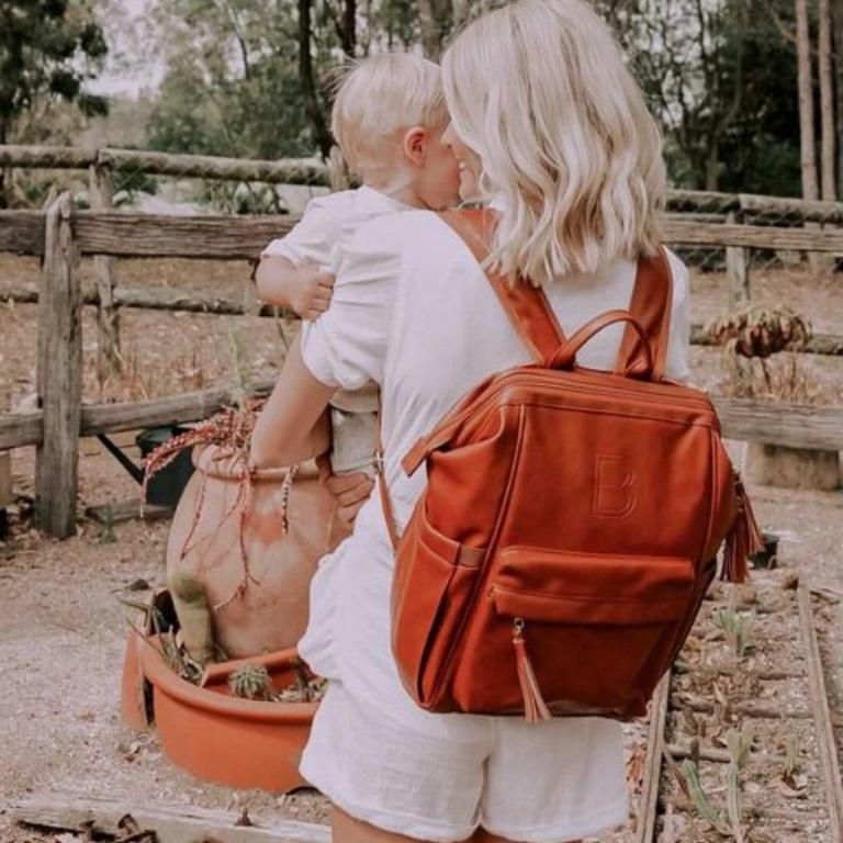 Mia vegan leather nappy bag backpack Two Little Finches