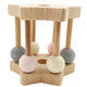 Wooden natural mini star rattle - pink