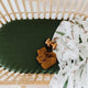 Olive fitted bassinet sheet / change pad cover