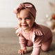 Rose ribbed topknot headband