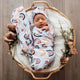 Sunset rainbow baby jersey wrap & beanie set
